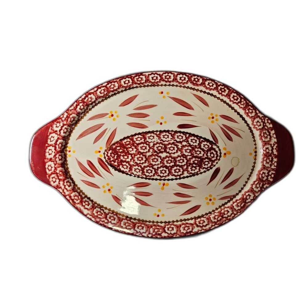 Temp-tations by Tara Old World Cranberry Red Oval Serving Platter 13" - Picture 6 of 6